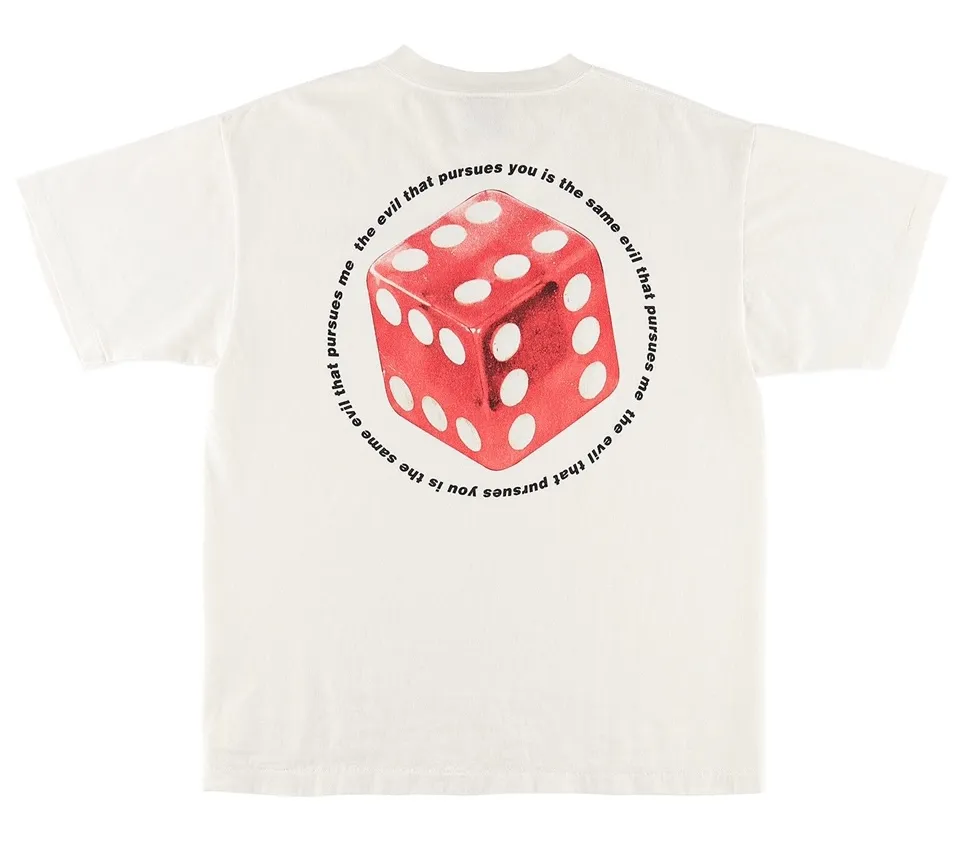 SAINT Mxxxxxx CIRCLE TEE/WHT SAINT dice printed washed short sleeves off-white S-XL cylindrical side seam fabric high weight cylindrical woven tee original development highly restored printing VINTAGE black label/wash label code correct/tag code correct Invincible details Top purchasing level